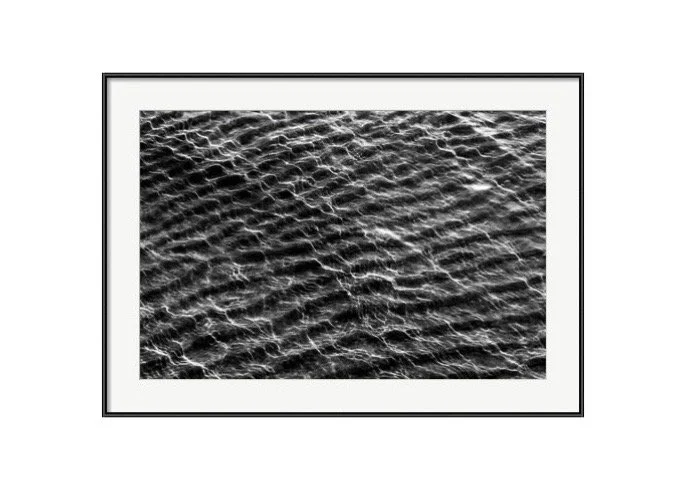 Black and White Ocean Sea Ripple Framed Print