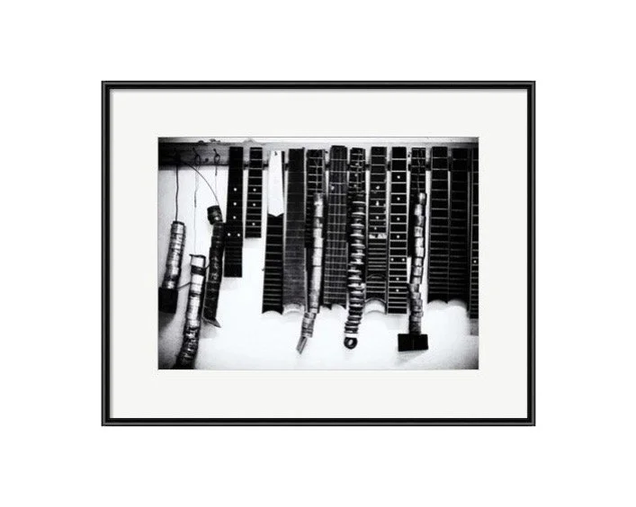 Black and White Guitar Factory LA Framed Art Print