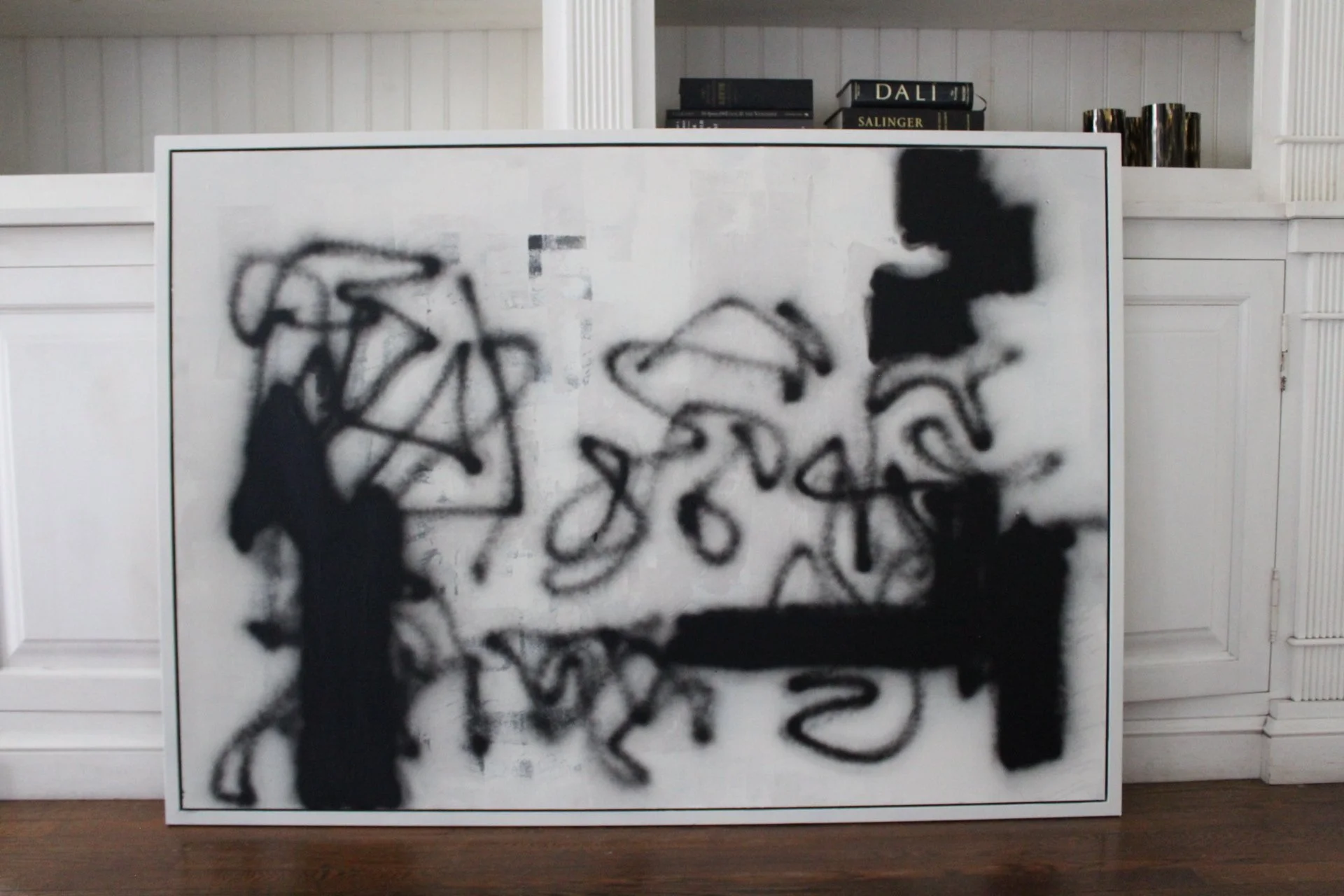 Black and White Original Abstract Spray Paint Artwork