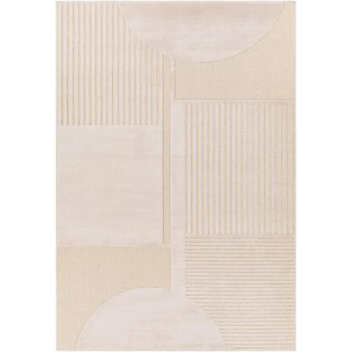 Light Beige Modern Geometric Stripe Indoor Rug
