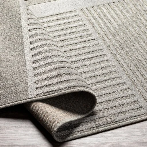 Light Grey Modern Geometric Stripe Indoor Rug