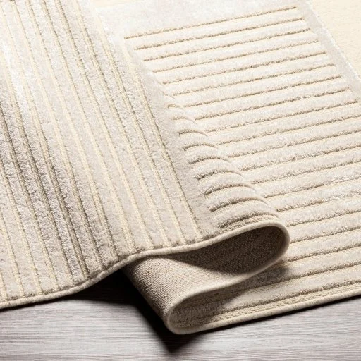 Light Beige Modern Geometric Stripe Indoor Rug