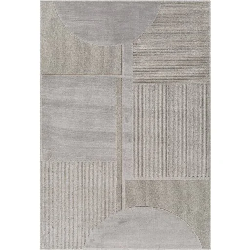Light Grey Modern Geometric Stripe Indoor Rug