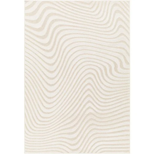 Light Beige Modern Geometric Abstract Swirl Indoor Rug