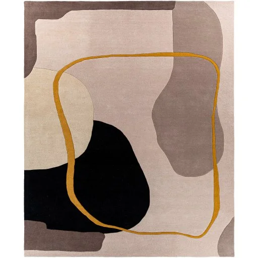 Queens Black Neutral Abstract Wool Rug