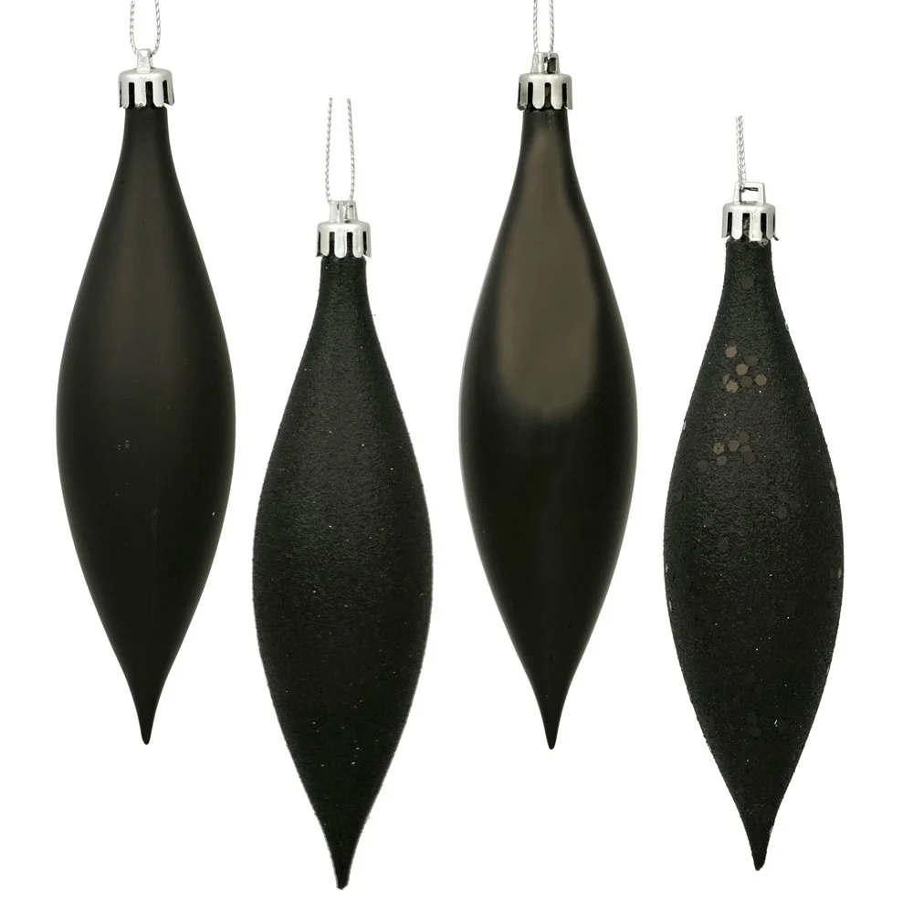 Black Modern Drop Ornament Set