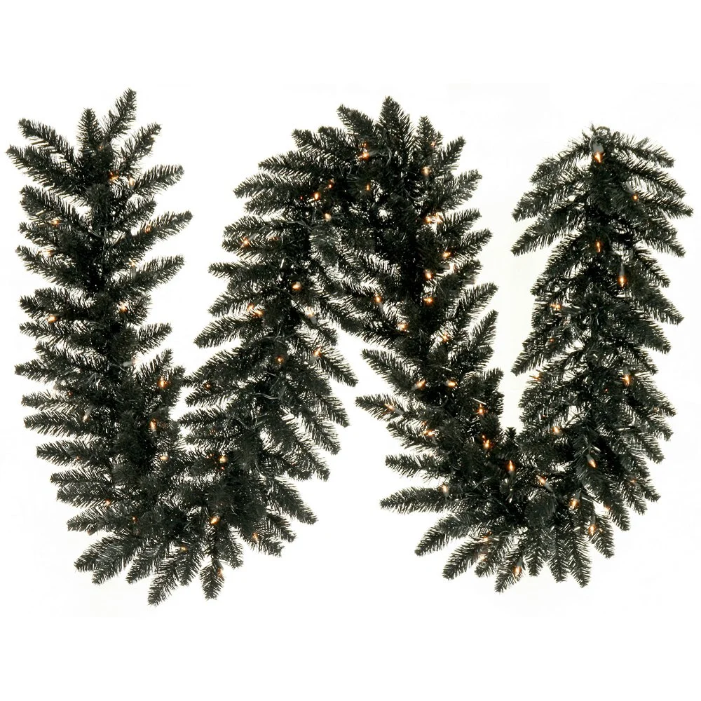 Black Pine Fir Prelit Italian Christmas Artificial Garland