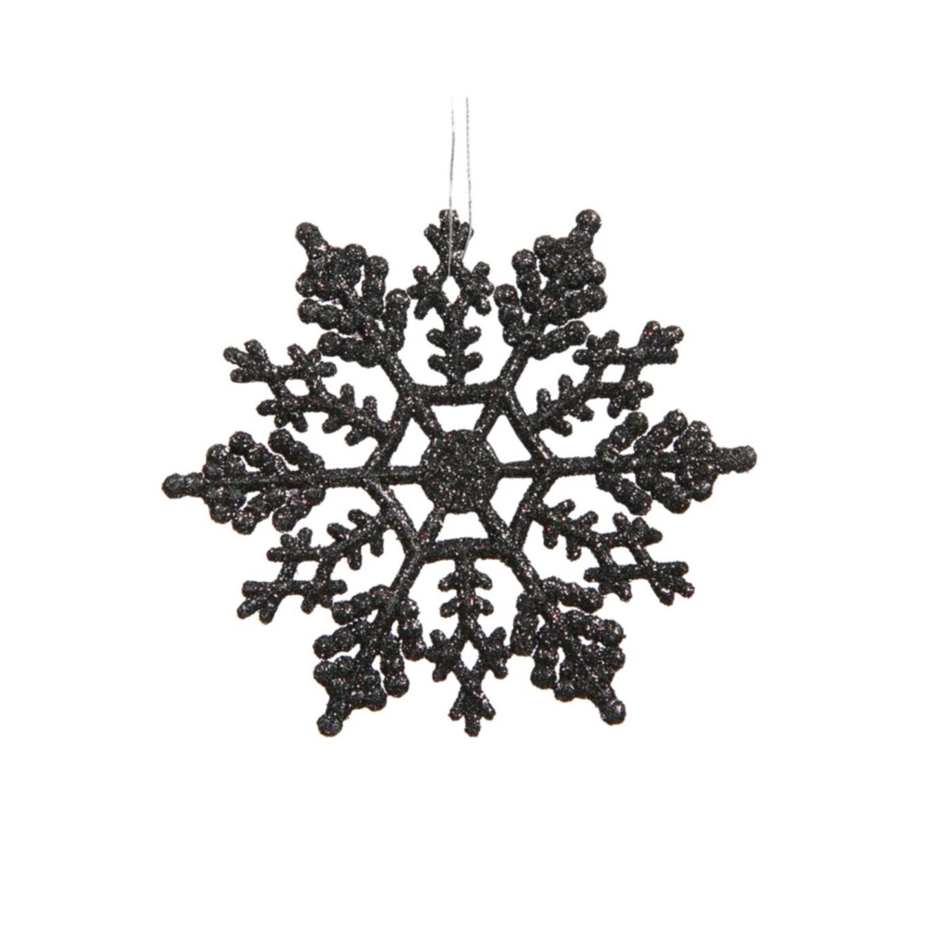 Black Glitter Snowflake Ornaments