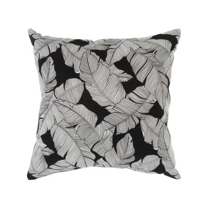 Black and White Palm Leaf Outdoor Pillow