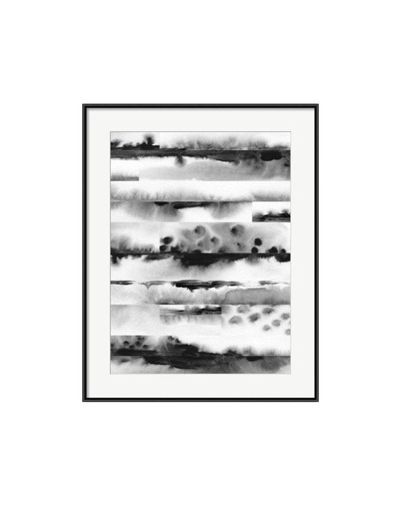 Black and White Litmus Layers II Modern Framed Art Print