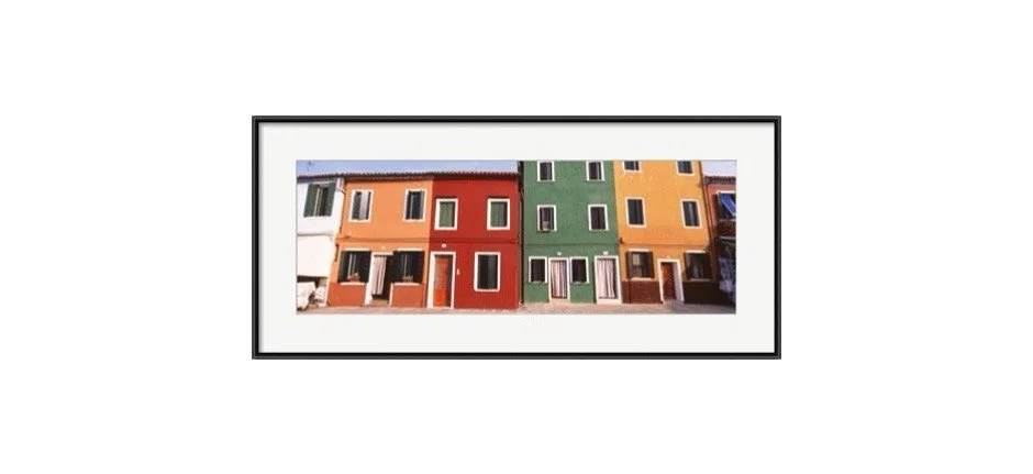 Brightly Colored Houses in Burano Venice, Italy Framed Art Print