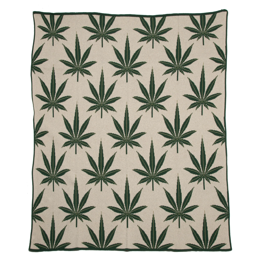 Cannibis Leaf Accent Throw Blanket