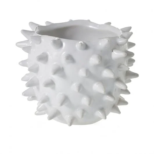Spiked White Ceramic Pot