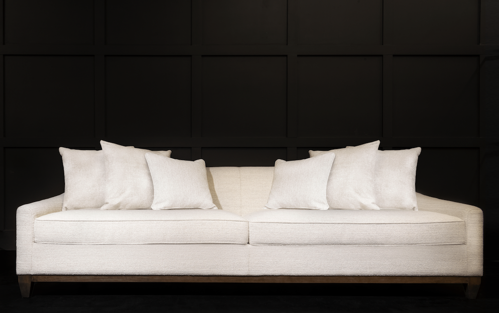 Tribeca Crescent Back Ivory Grande Sofa with Pillows