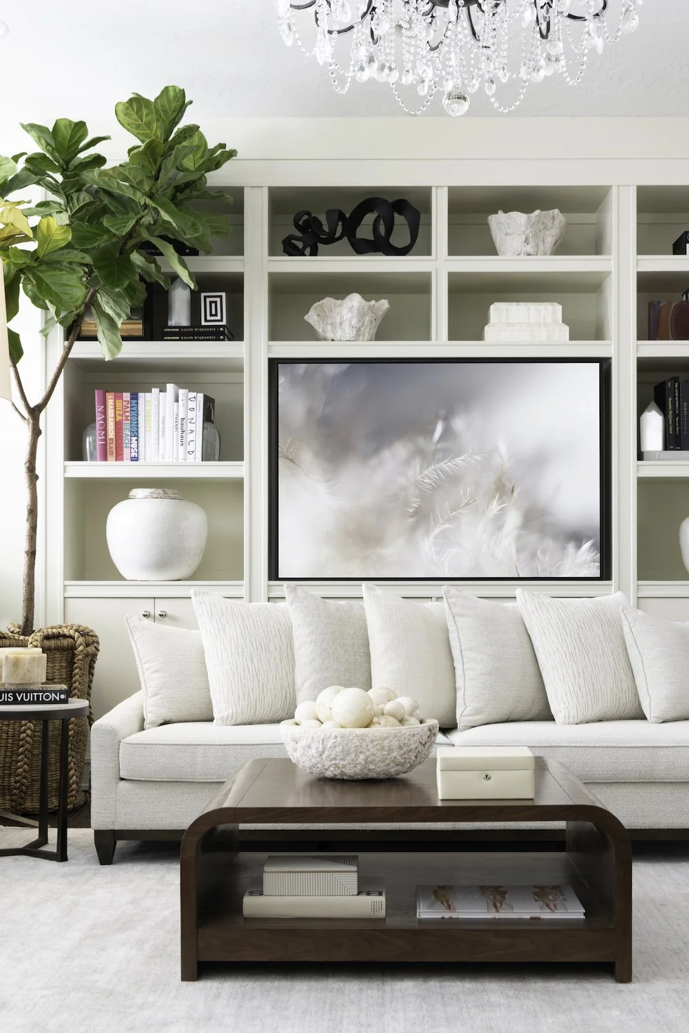 Tribeca Crescent Back Ivory Grande Sofa with Pillows  Styled