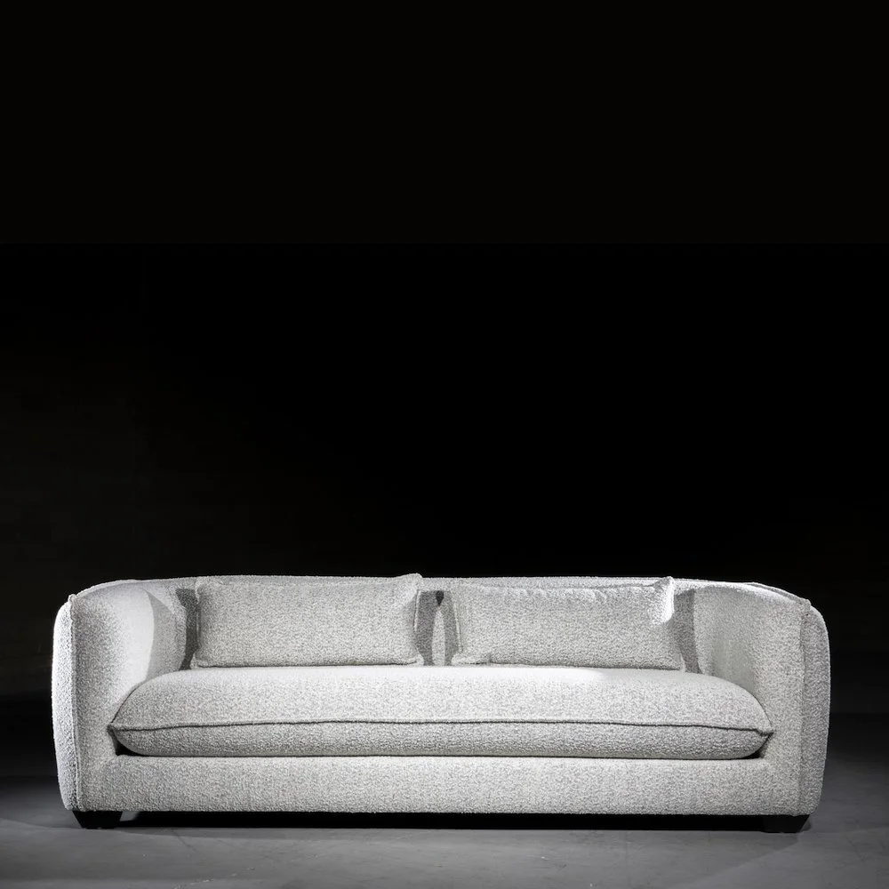 Park Slope Ivory Curvy Boucle Modern Sofa
