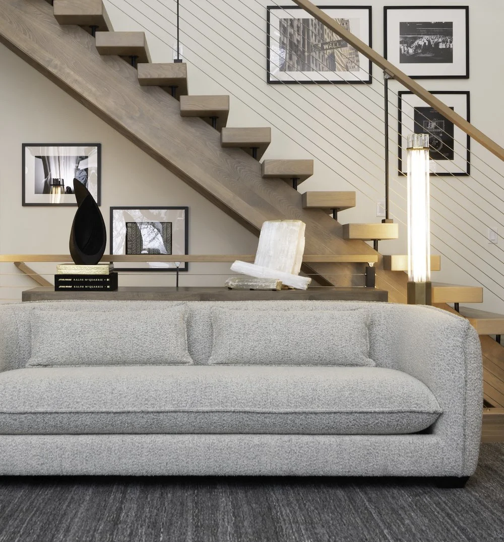 Park Slope Ivory Curvy Boucle Modern Sofa Styled