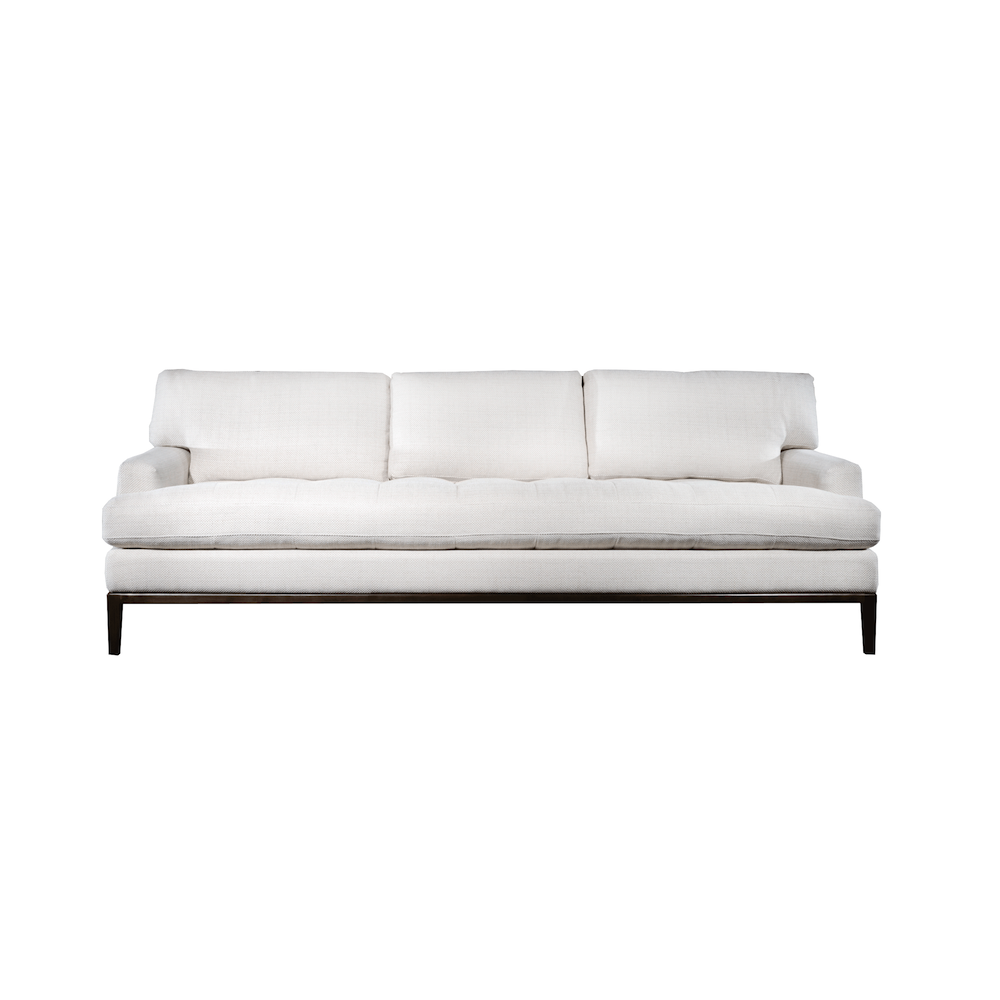 White Gramercy Tufted Grande 96" Sofa Wood Legs
