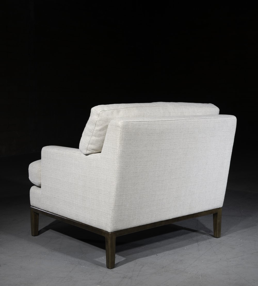White Mid Century Modern Armchair Wood Leg