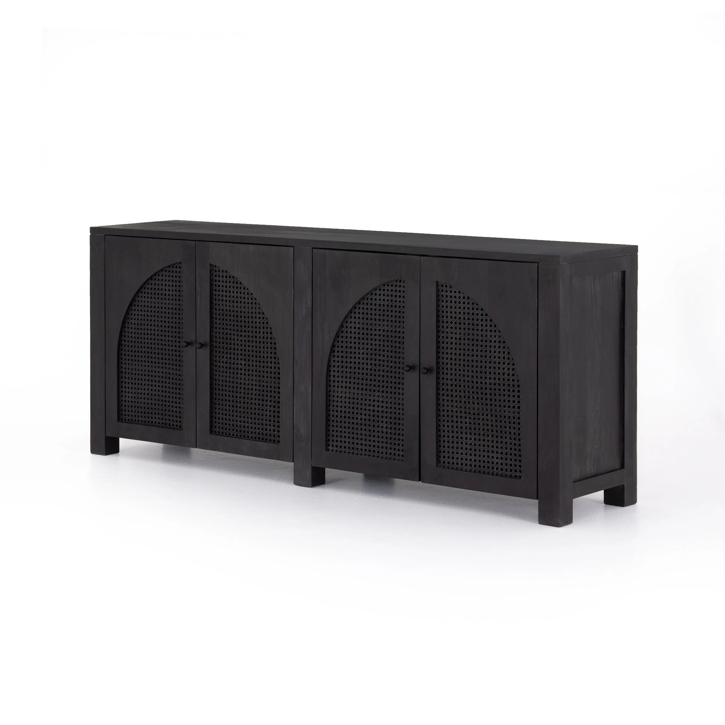 Black-Washed Cane Media Storage Cabinet