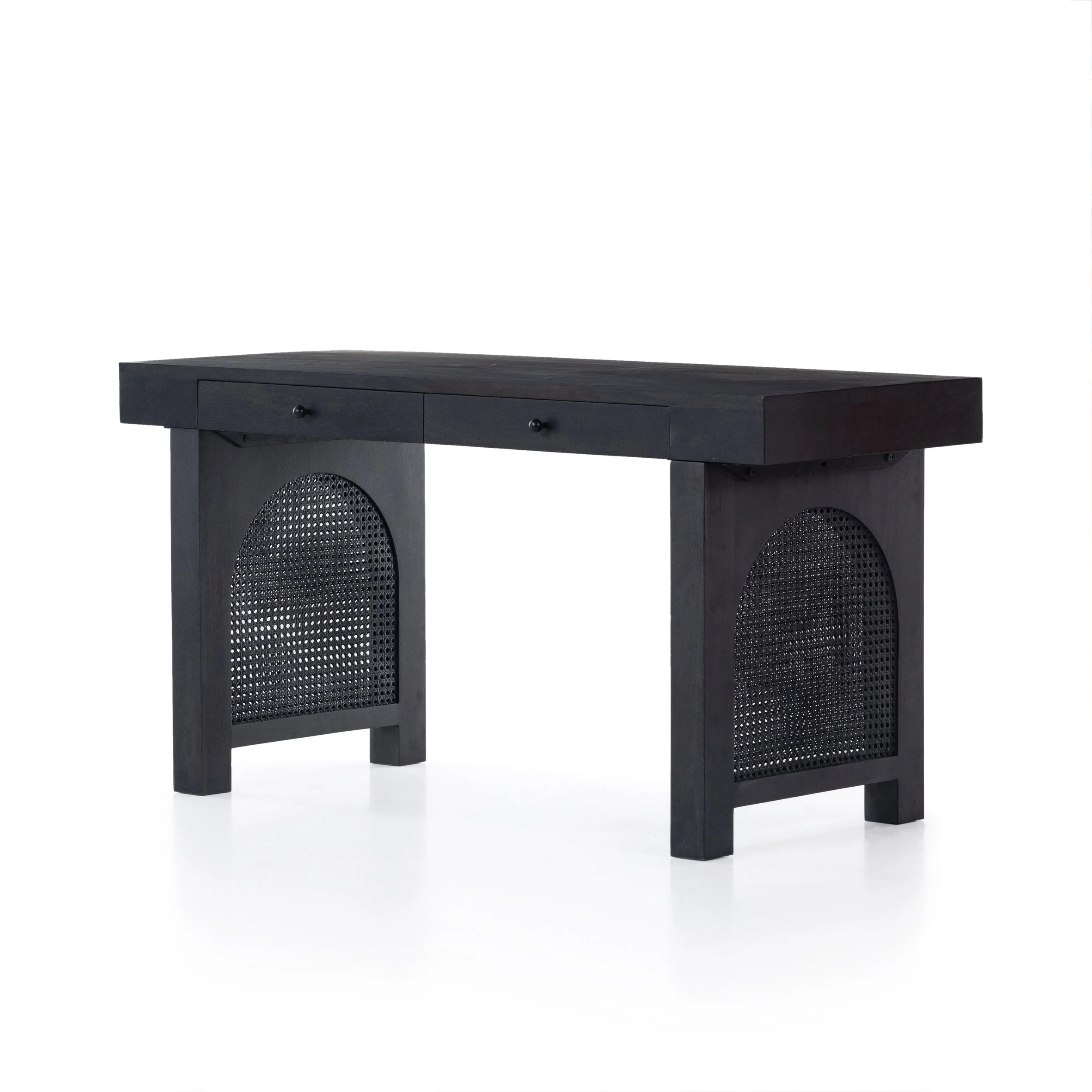 Black-Washed Cane Modern Desk in Home Office