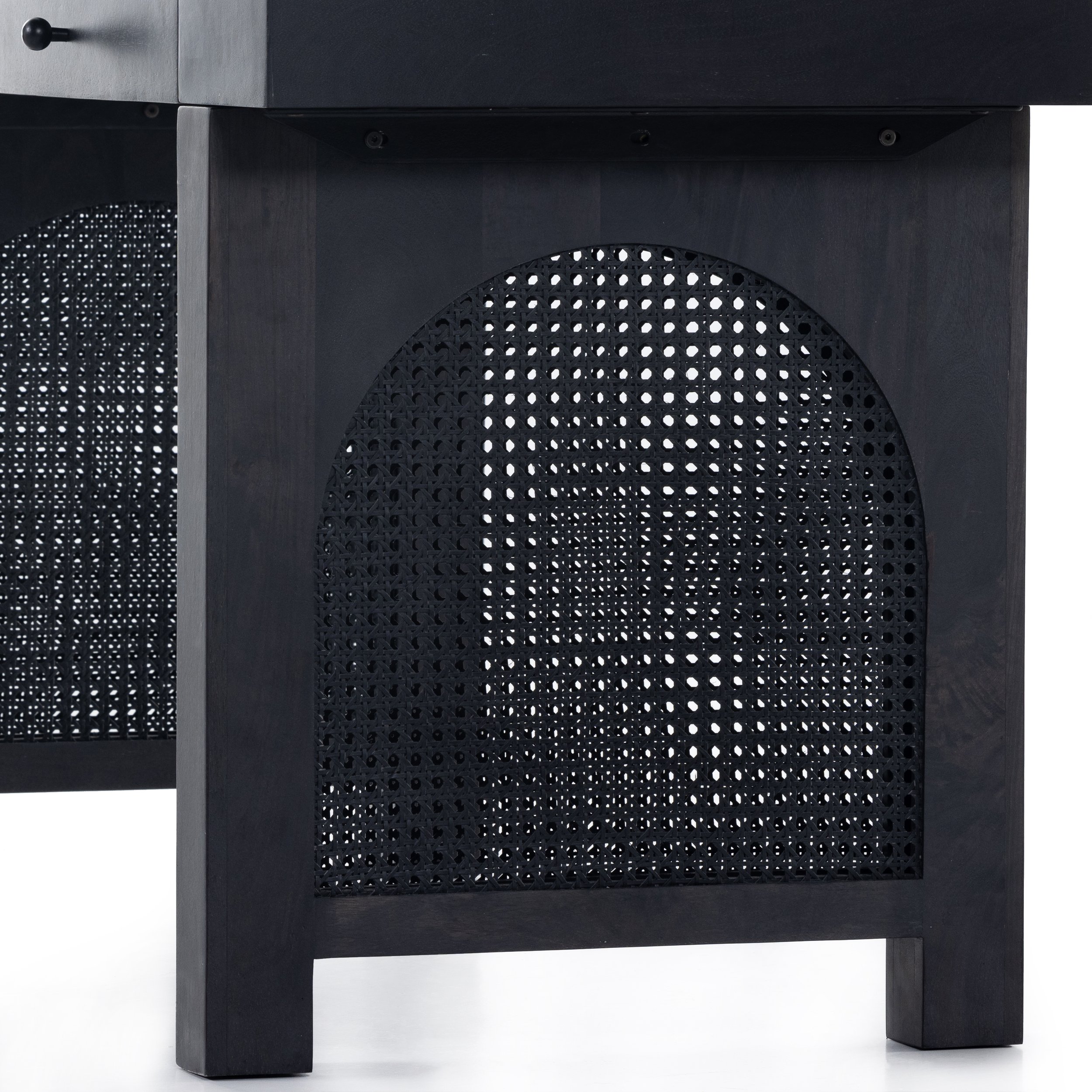 Black-Washed Cane Modern Desk Arch Details