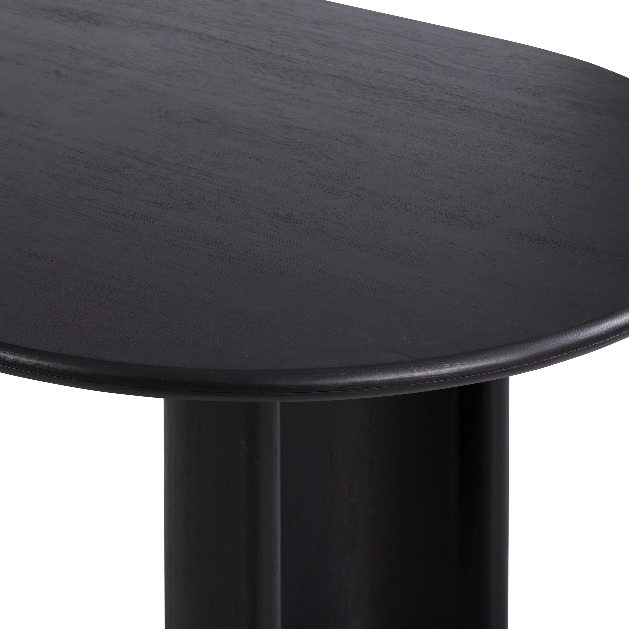 Black Acacia Crescent Modern Dining Table Close Up