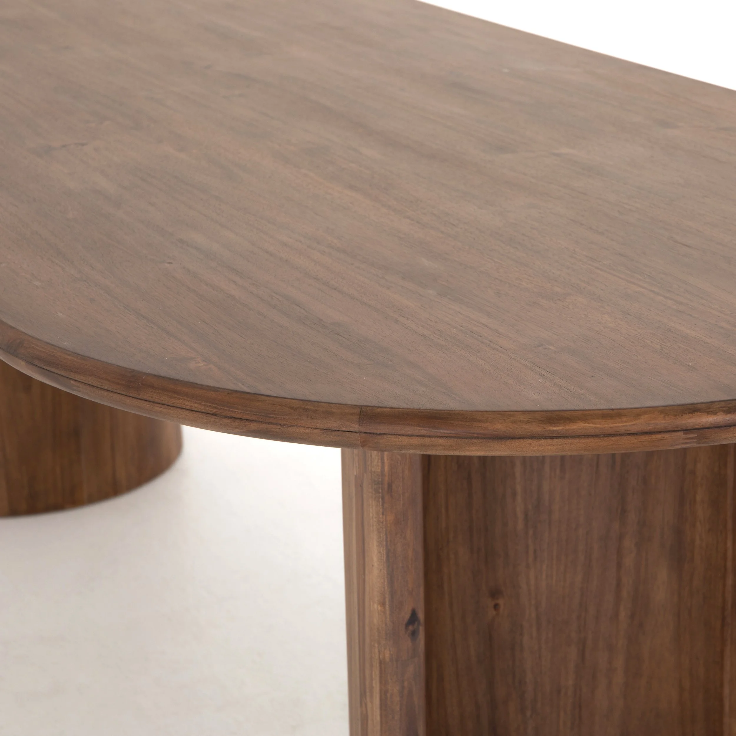 Acacia Crescent Dining Table  Close up