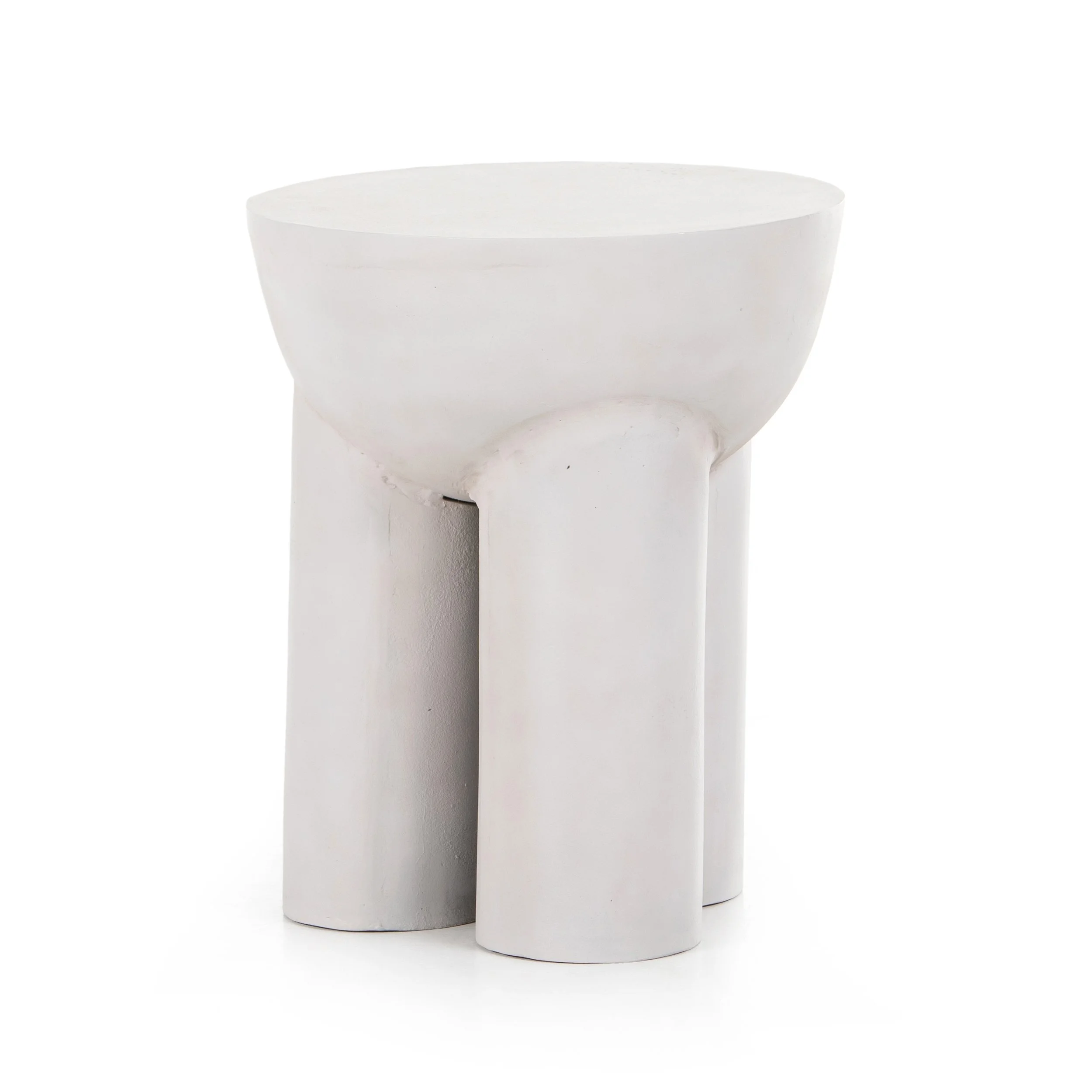 White-finished Cast aluminum Modern End Table