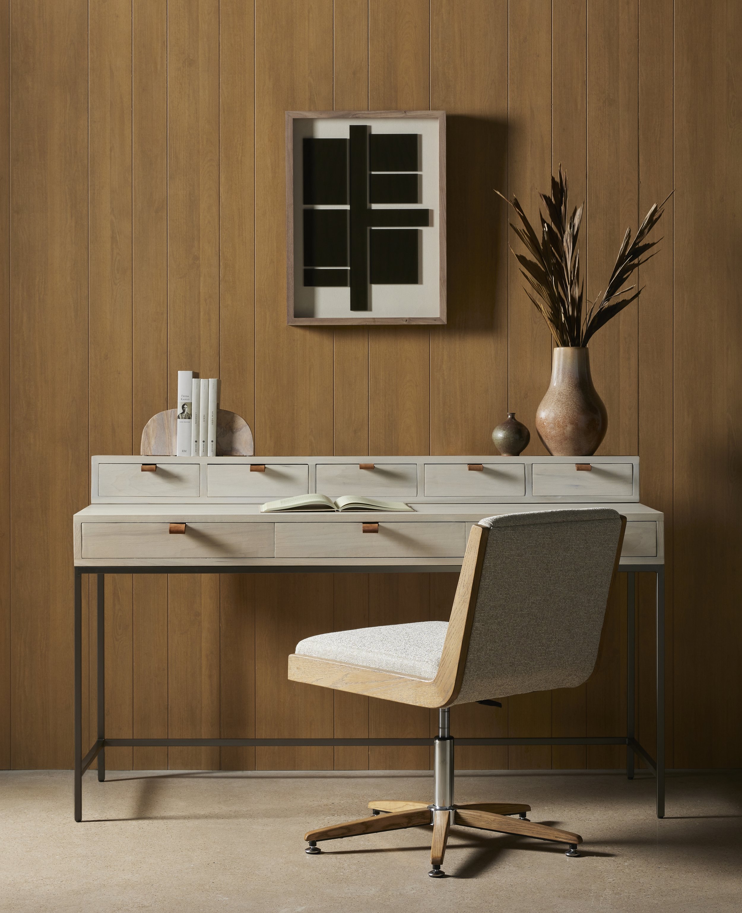 modern Home Office Intersect Framed Artwork Black