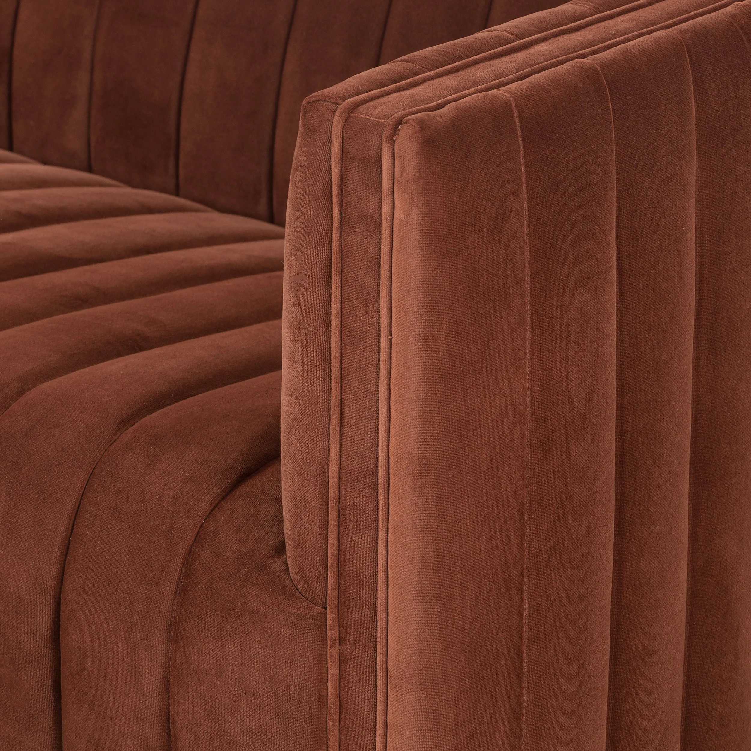 Augustine Auburn Channeled Velvet Sofa Detail