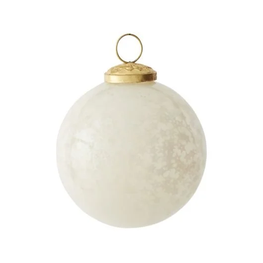 Ivory Glass Christmas Tree Ornament with Stars