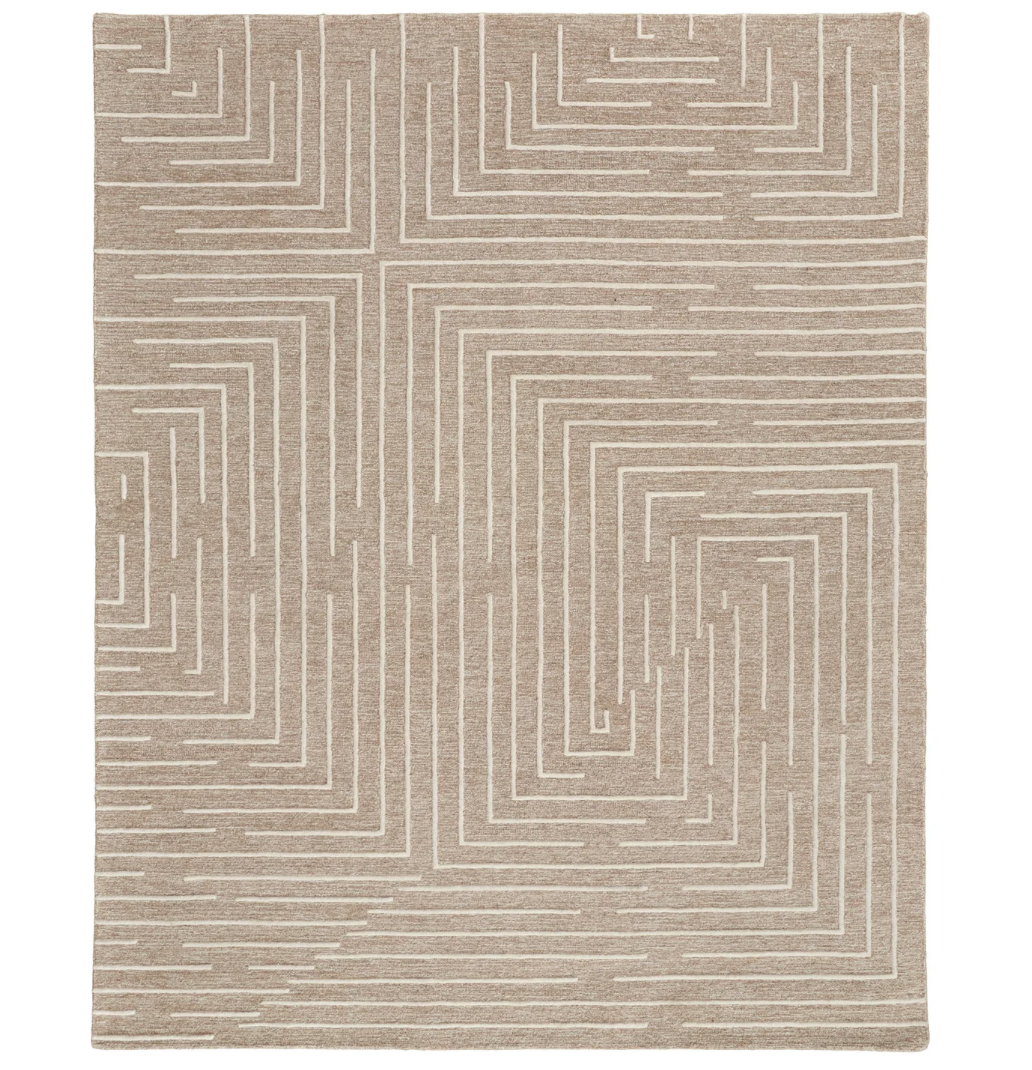Fenner Geometric Rectangular Area Rug Beige/Ivory