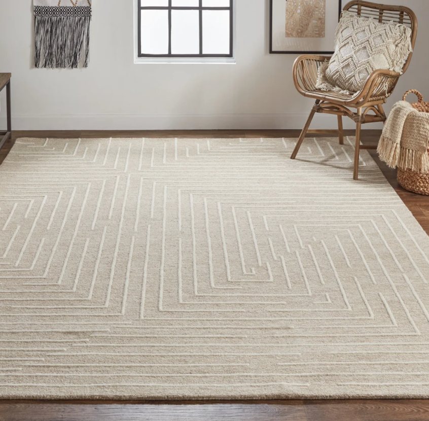 Fenner Geometric Rectangular Area Rug Beige/Ivory Living room