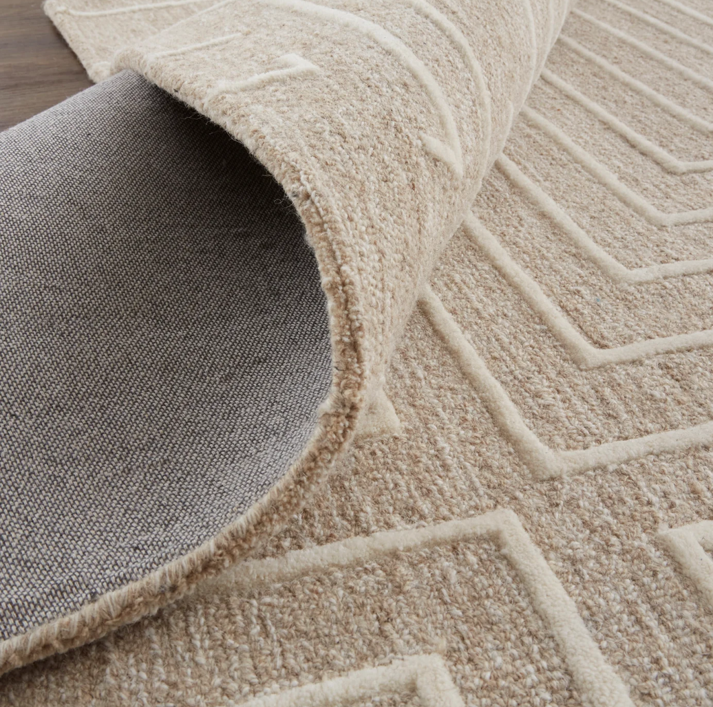 Fenner Geometric Rectangular Area Rug Beige/Ivory