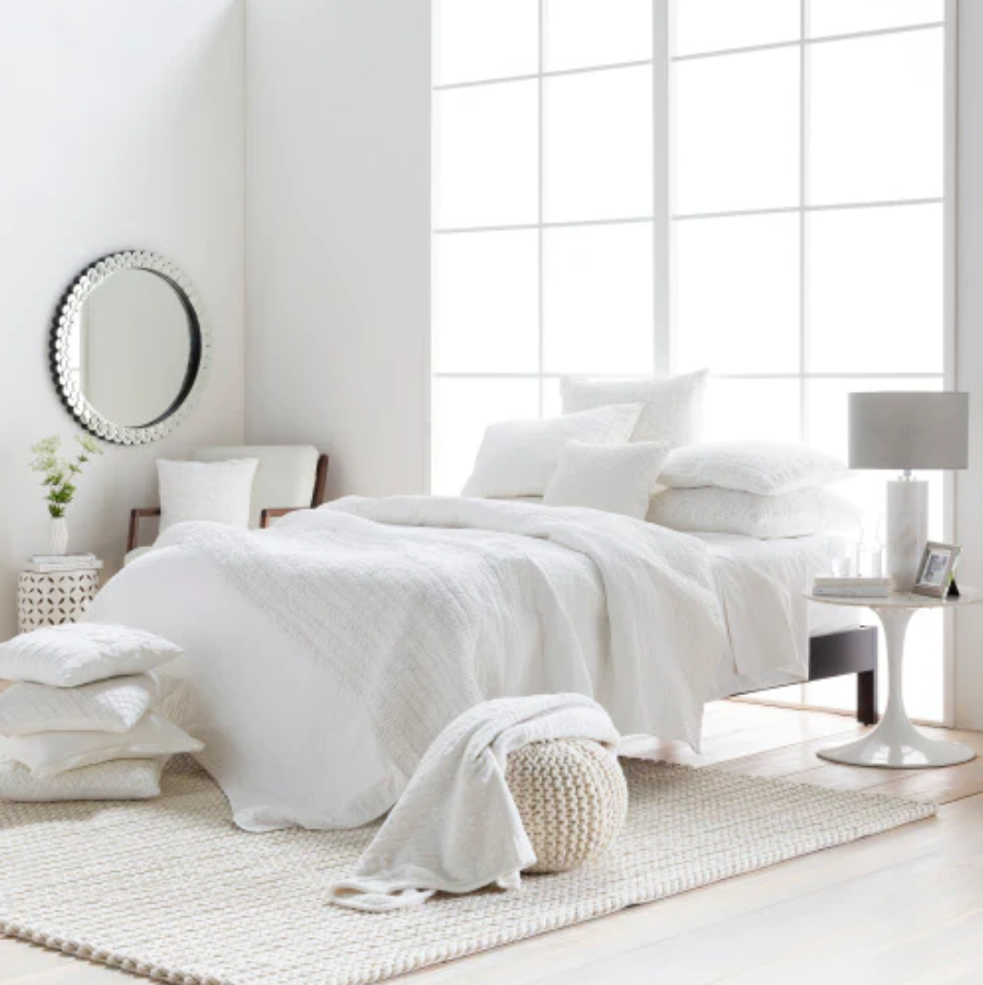 All White Bedroom Vail Felted Wool Rug