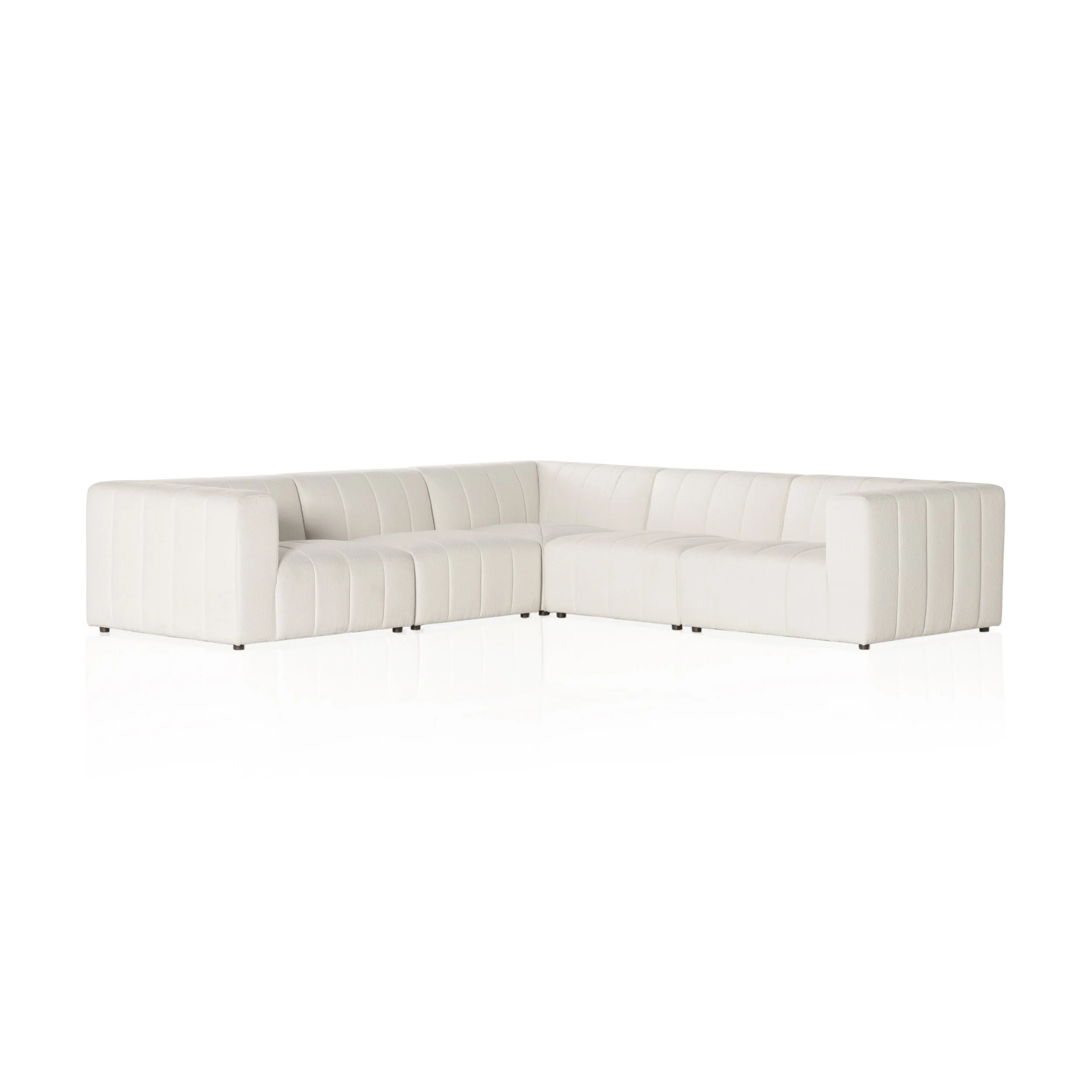 Italian Channeled Sectional Ivory Fabric