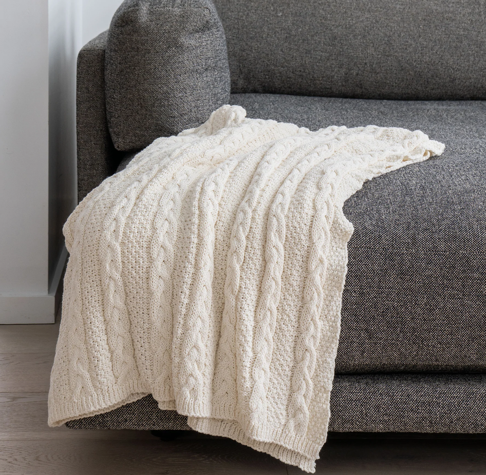 Designer Cable Knit Throw Ivory Styled.png