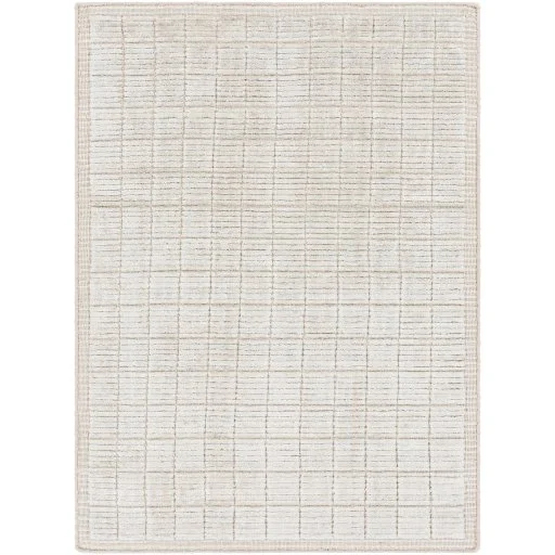 Luster Sheen Modern Grid Rug Light Beige