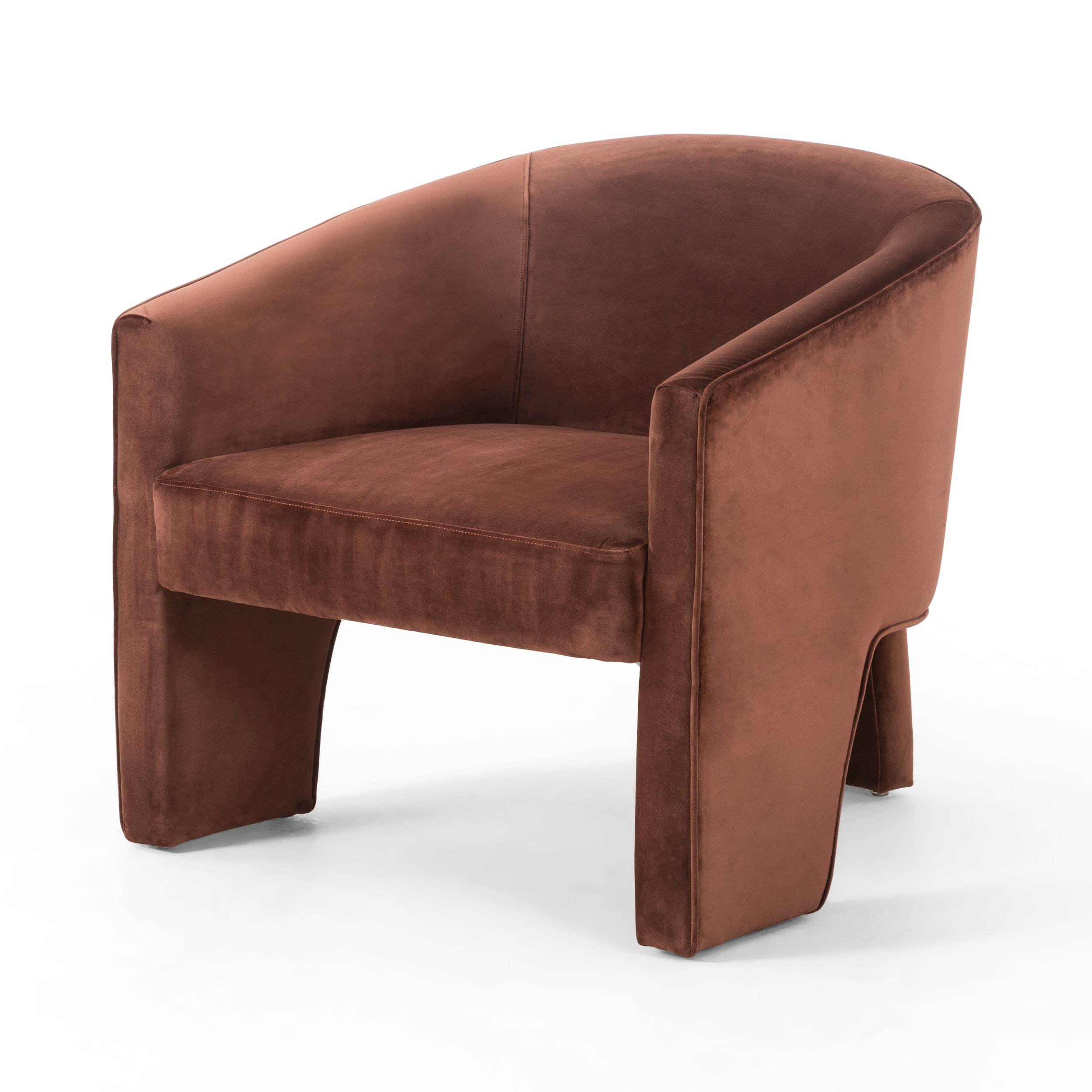 Burnt Auburn Velvet Accent Chair