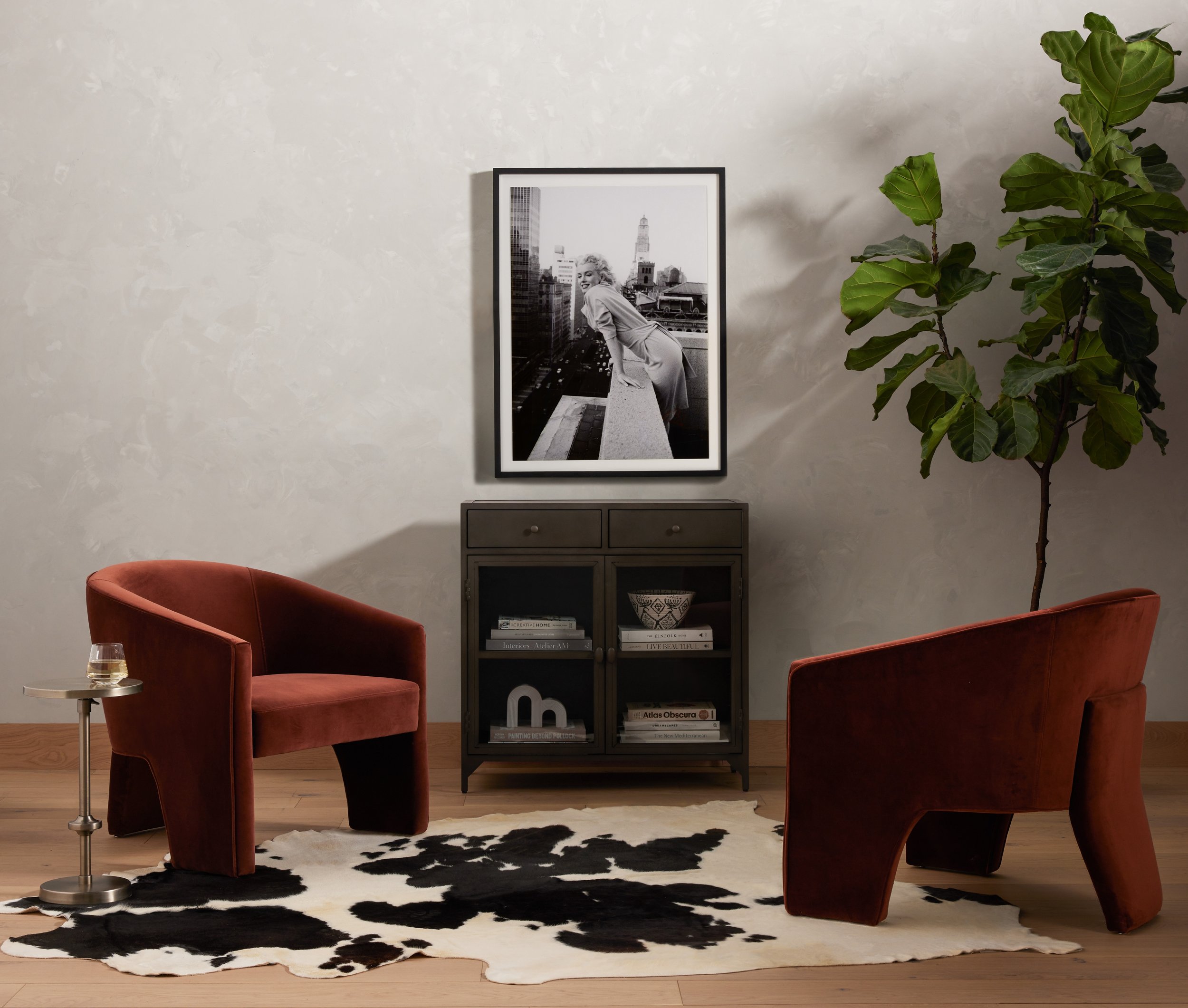 Burnt Auburn Velvet Accent Chair Styled.jpg