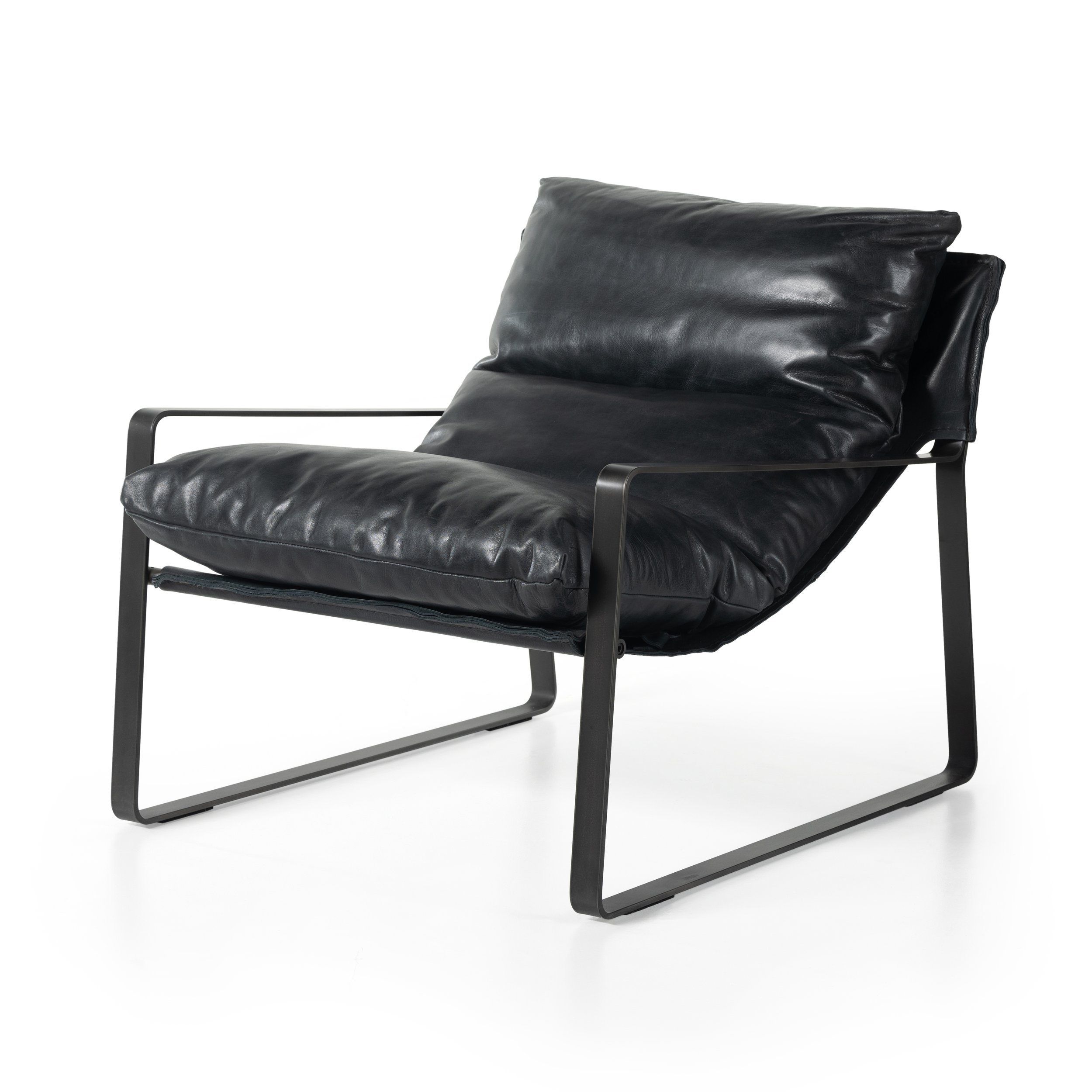 Black Leather Sling Chair FranklinAve