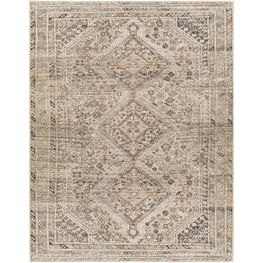 Traditional Tan Chenille Machine Washable Rug