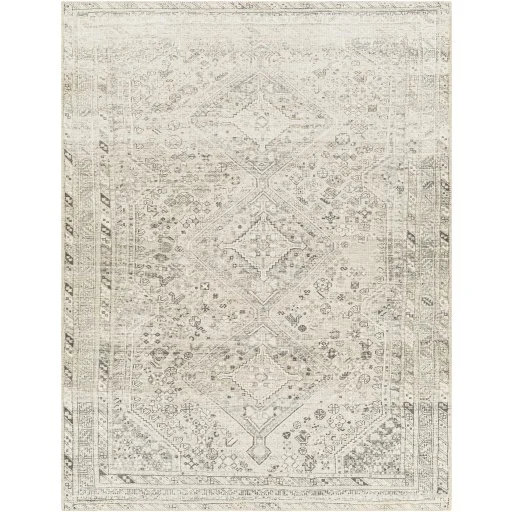 Traditional Ivory Chenille Machine Washable Rug