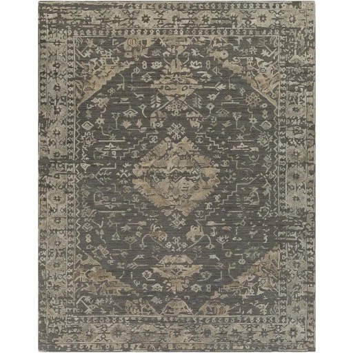 Makula Hand Knotted Traditional Transitional Medium Grey Textured Rug