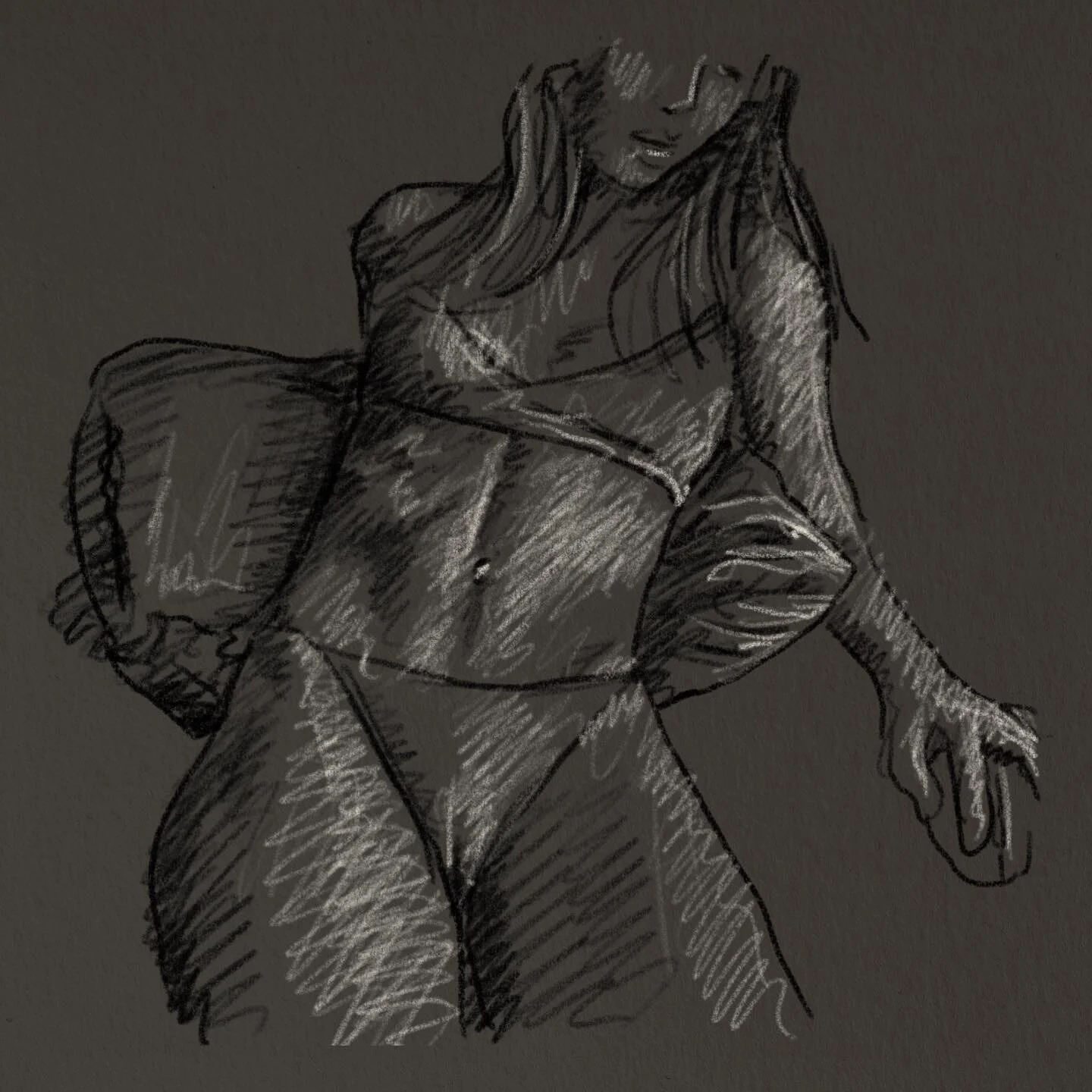 Working with remote figure models offers little moments you would not find in traditional modeling experiences. Models using technology to broadcast their poses means occasional in-between moments with a mouse. 
#remoteart #remotefiguremodel #zoomart