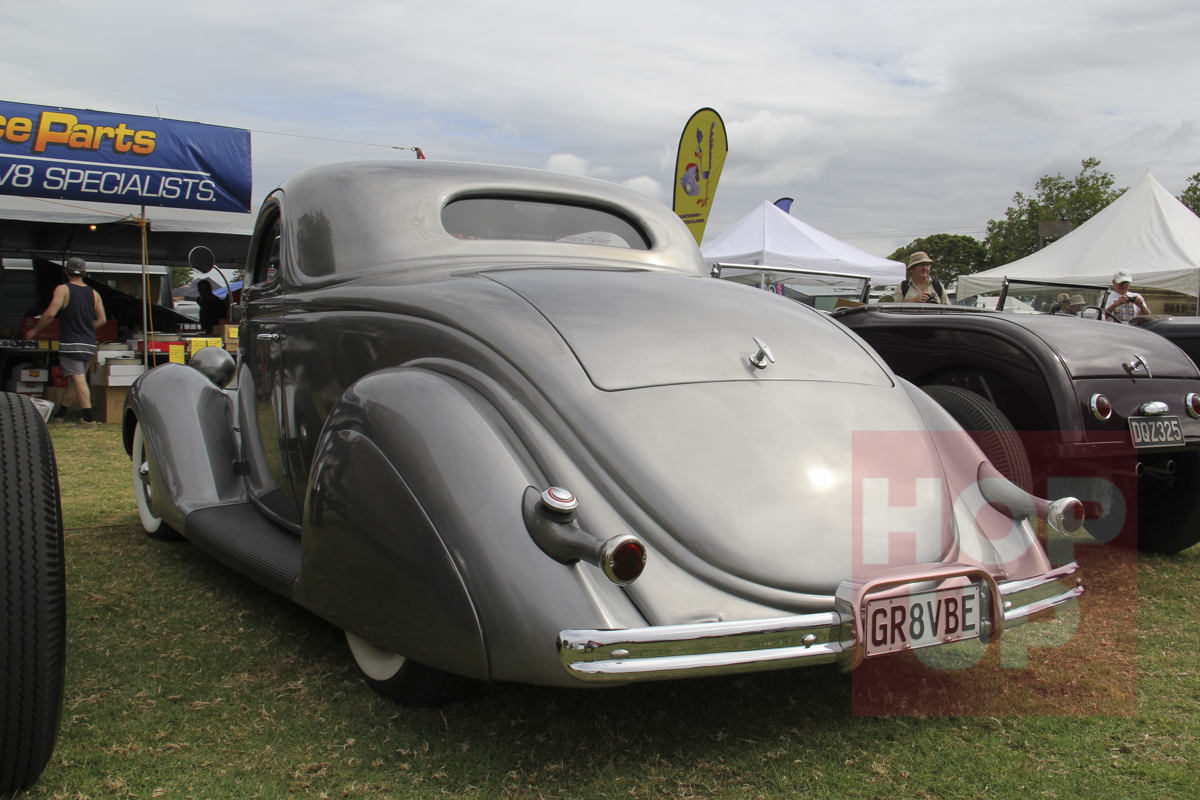 Coming or going, Tania Foster’s ’36 coupe cuts a gorgeous profile. A strong nod in its styling must go to the Jack Calori coupe and the early Westergard custom era. 