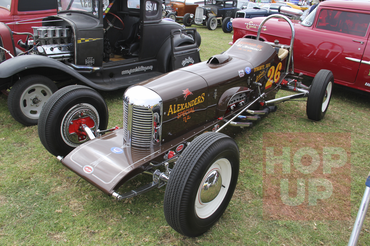Dave Alexander always admired the Art Chrisman No.25 dragster so he cloned it calling it the Alexander Special. Its street registered and been drag raced, dirt tracked, showed and has also run at Bonneville. 