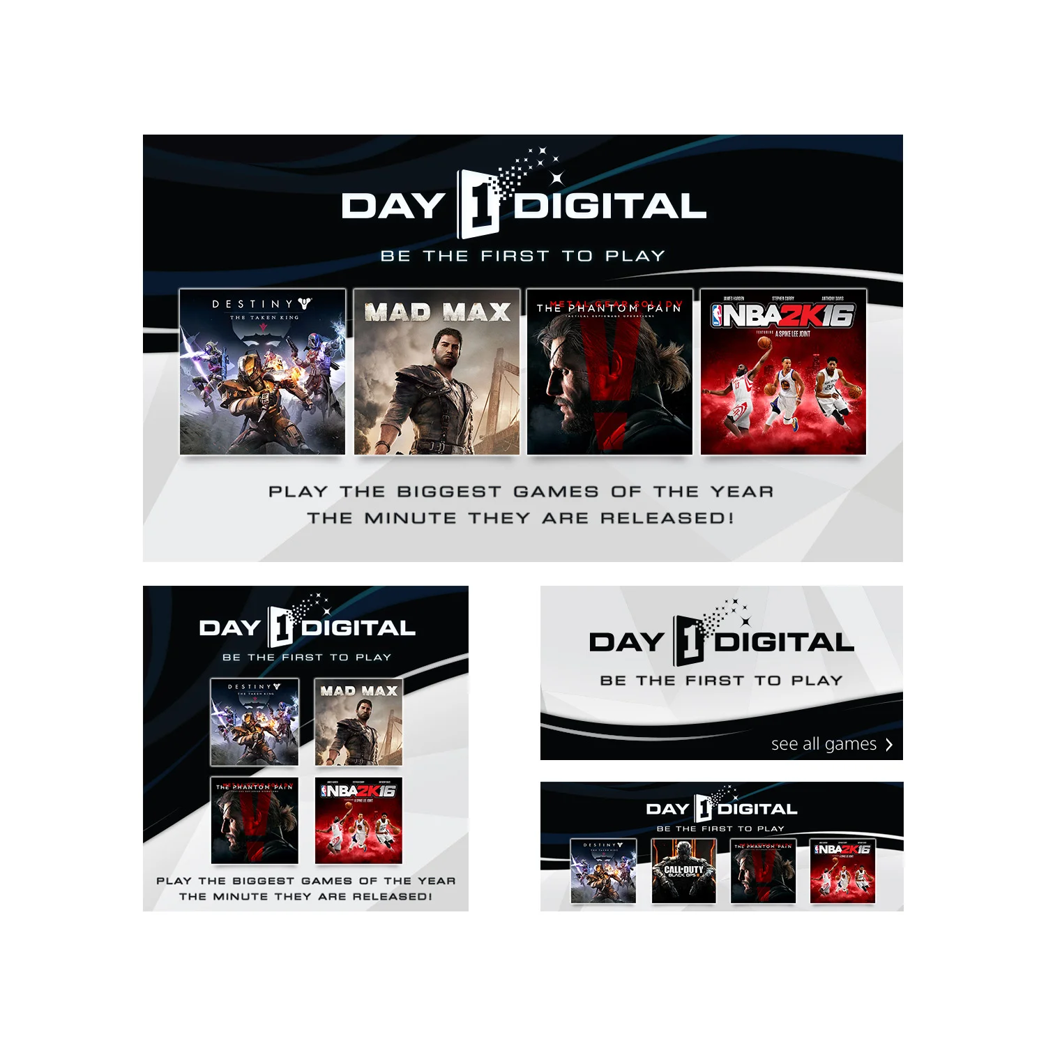   Campaign Branding: PlayStation®Store Day 1 Digital   Working inter-departmentally with Marketing and Merchandising, I directed the development of this promotion, including both the creation of the logo and the overall design. This continues to be a