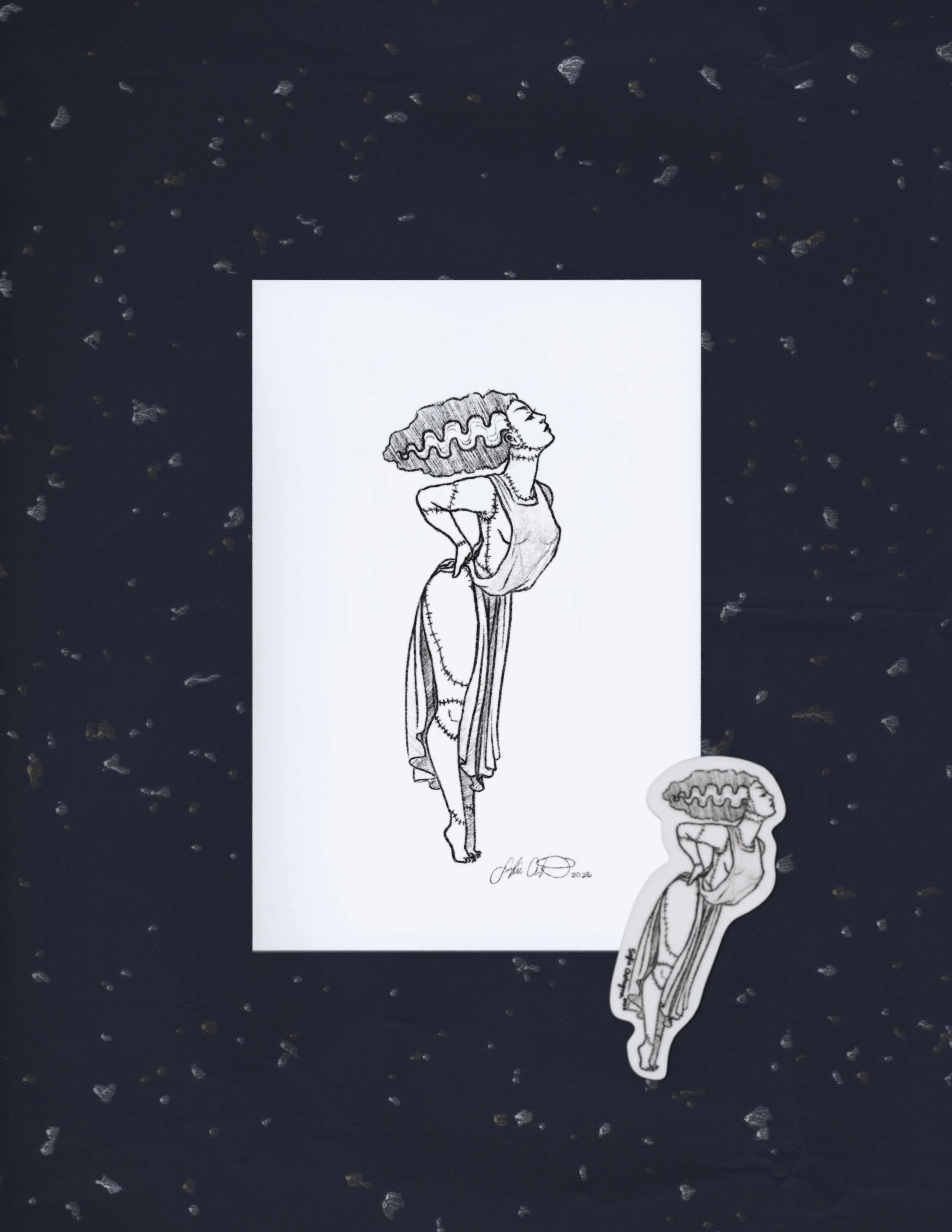 Spooky Lady Print & Sticker pair